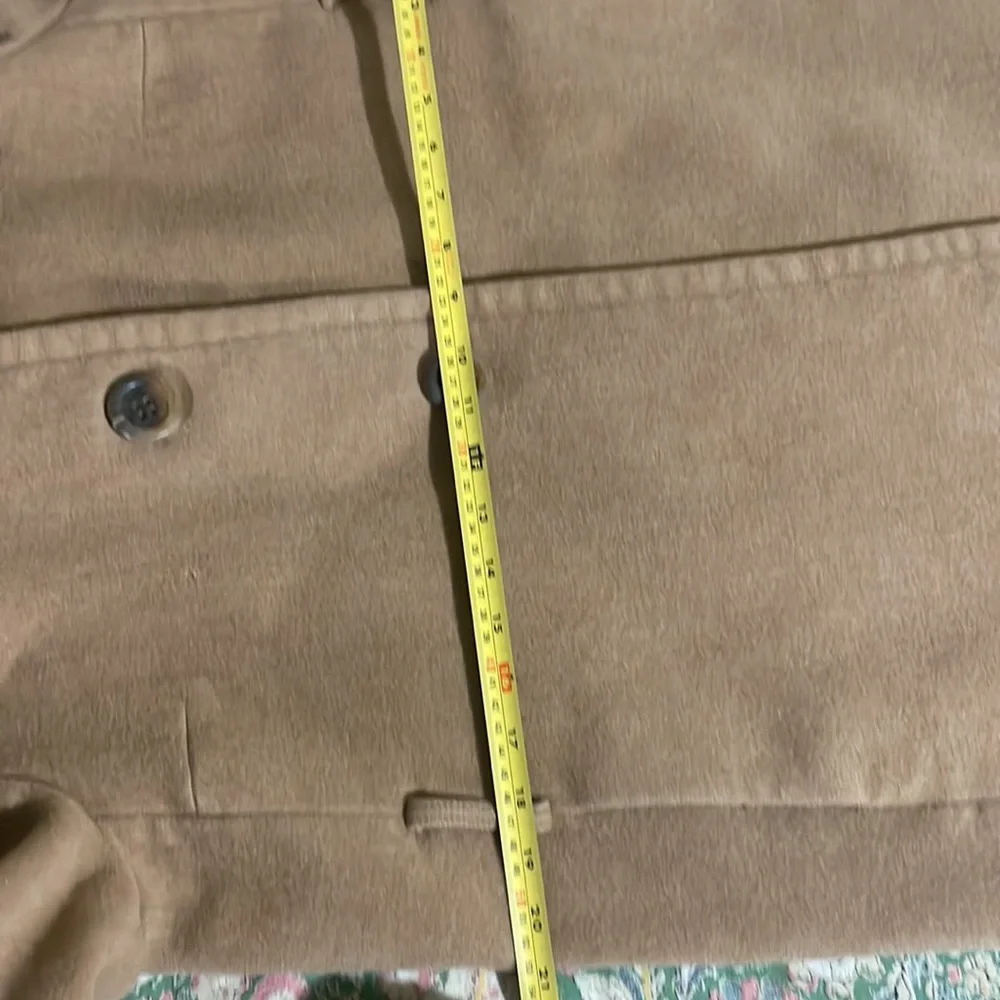 J. Crew Wool Cashmere belted wrap camel color overcoat with Peter Pan collar - Picture 6 of 10